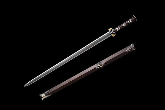 Han jian Sword,Hand Forged Damascus Blade,Ebony,Brass Fittings,chinese sword