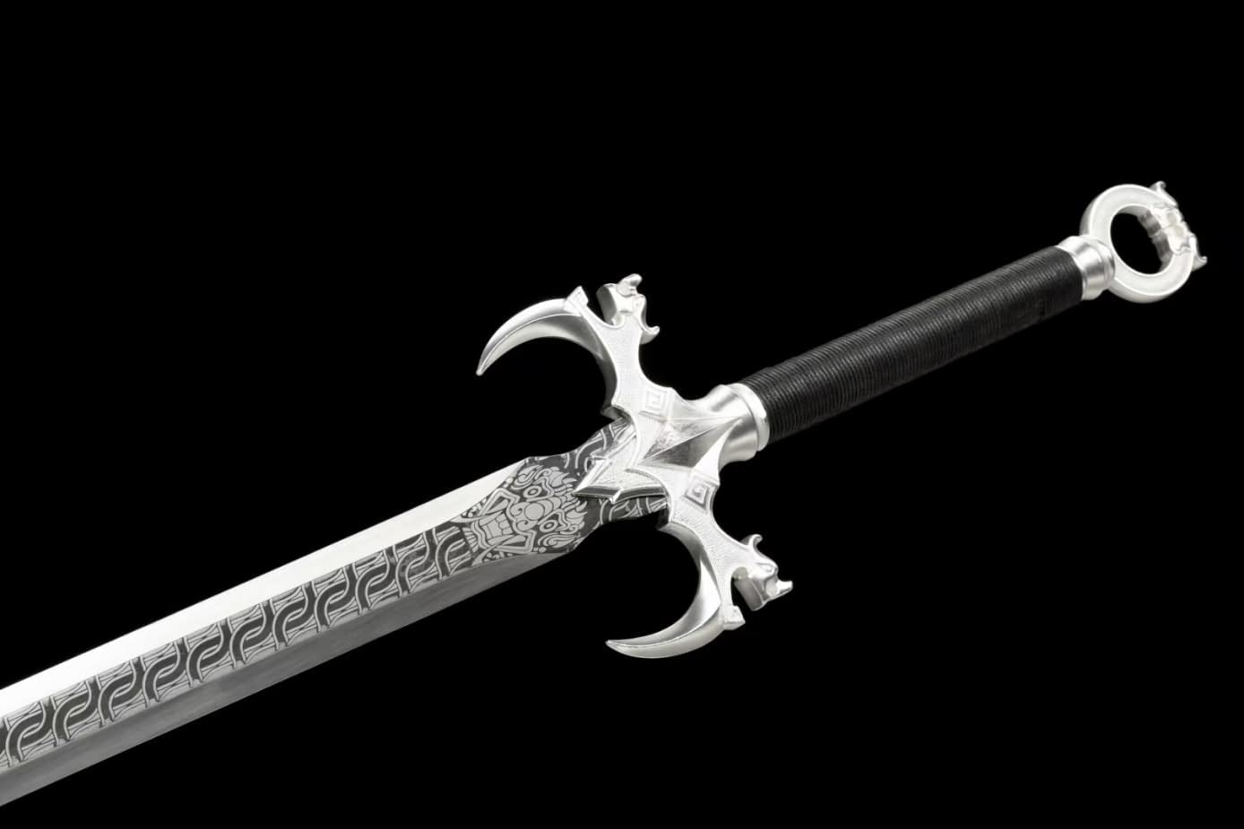 Knight Swords Forged high Carbon Steel Blades,Alloy Fittings,Fake Leather Scabbard,CHINESE SWORD