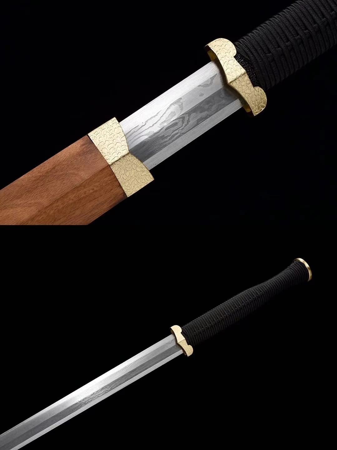 Handicrafts Sword,Han jian(Forged Damascus Steel Blades,Brass Fittings) Battle Ready,Chinese Sword