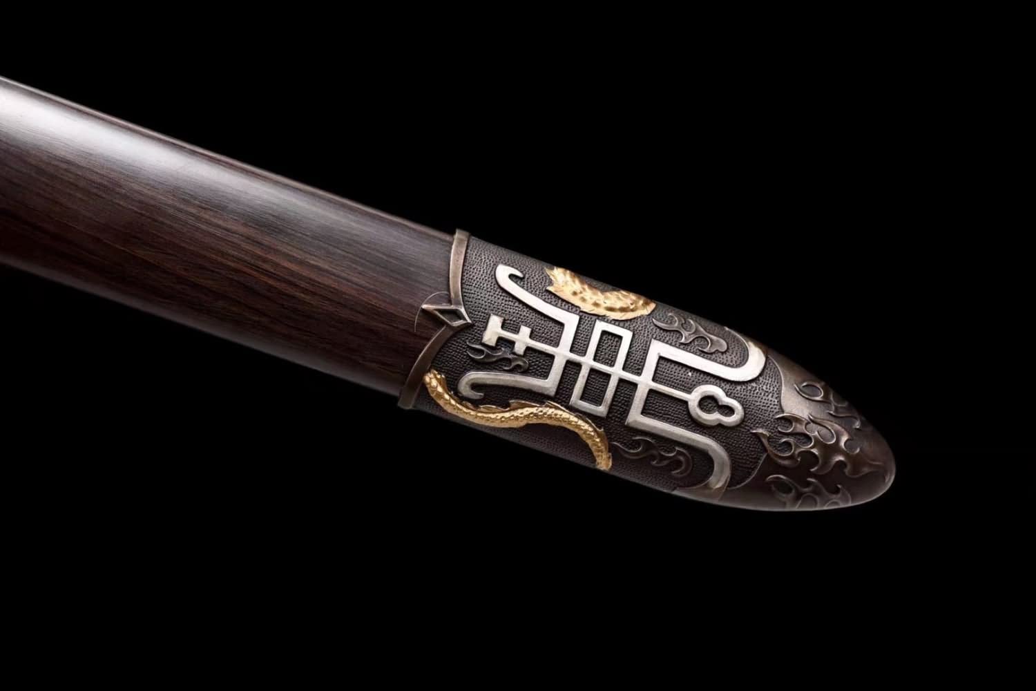 Chinese swords,Bat Sword Real,Damascus Steel Blades,Brass Fittings,Ebony Scabbard