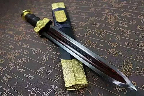 Dagger/Damascus steel red blade/Alloy fitting/Length 17" - Chinese sword shop