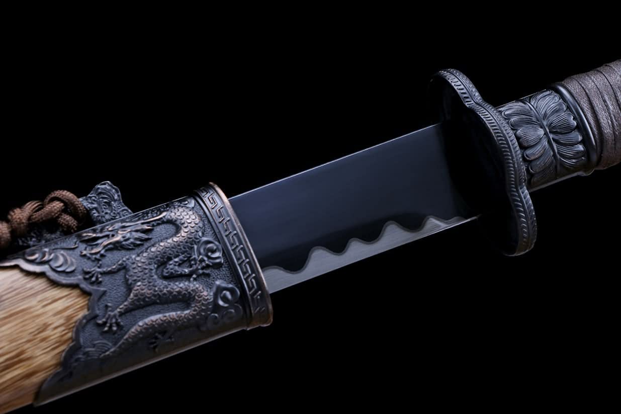 Black Gold Dao,Forged High Carbon Steel Blade,Rosewood Scabbard