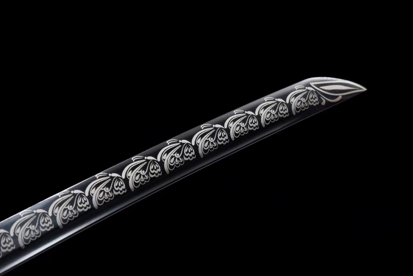 Samurai Sword,Hand Forged High Carbon Steel Blades,White Scabbard