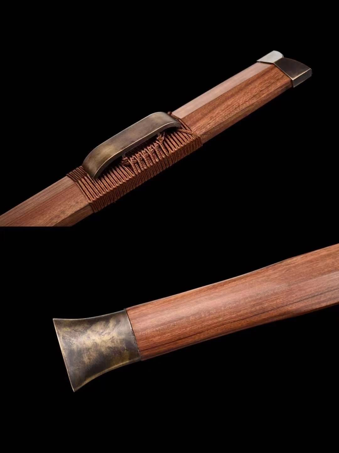 Han jian Real Forged Damascus Blade,Rosewood Scabbard,Brass Fittings