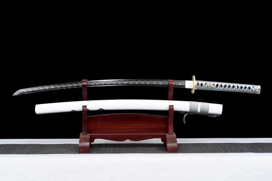 Samurai Sword,Hand Forged High Carbon Steel Blades,White Scabbard