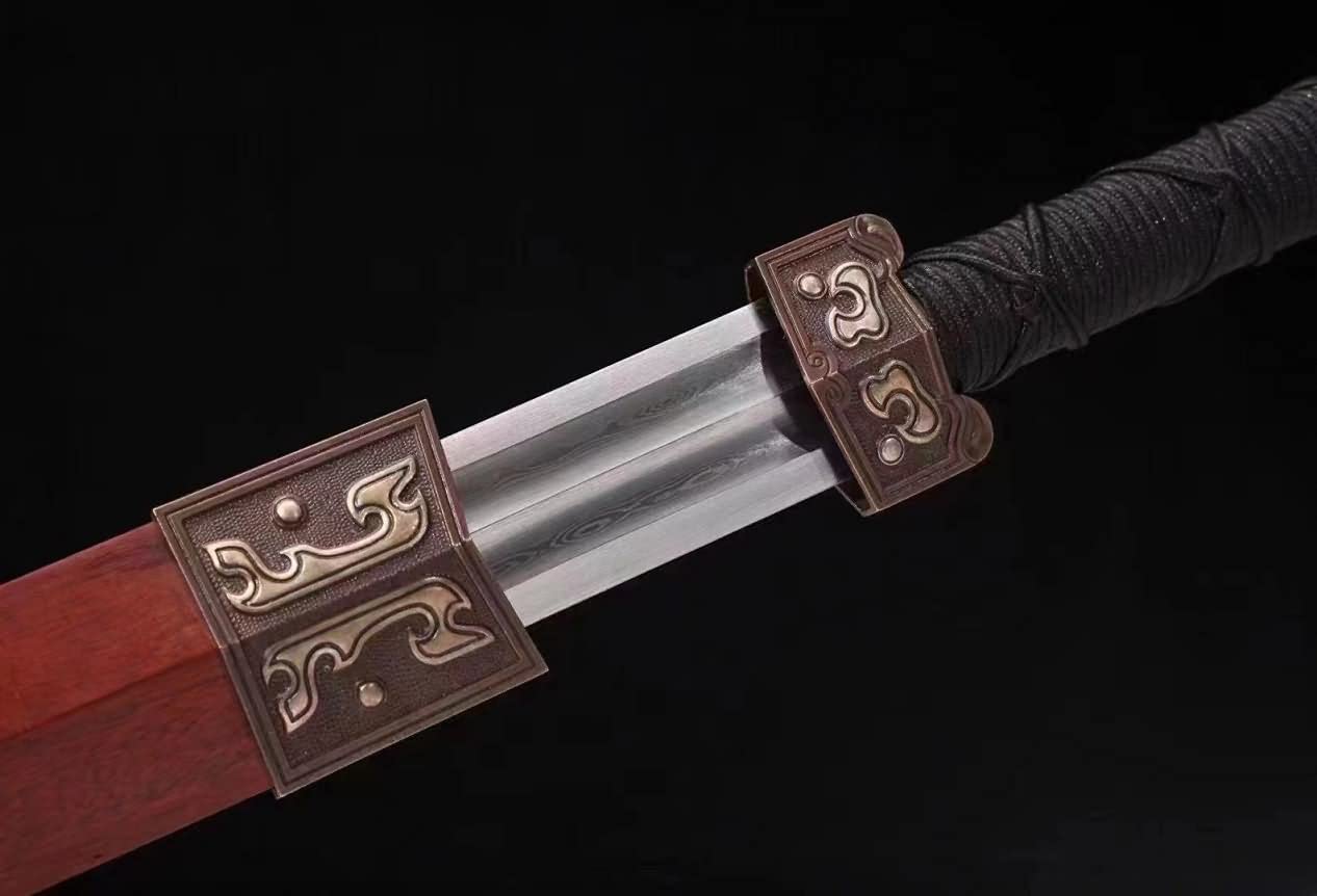 Han jian Forged Damascus Steel Sword,Battle Ready,Heat Tempered