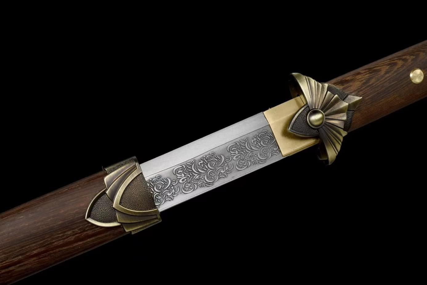 LOONGSWORD,Tang dao High Carbon Steel Blade,Alloy Fittings,Rosewood Scabbard