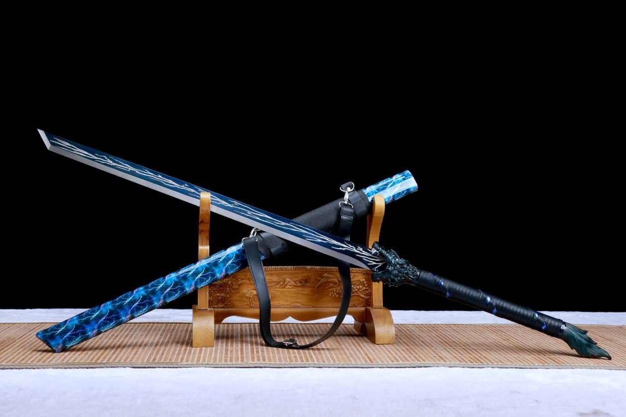 Wolf Swords,Blue Sword,Forged High Carbon Steel Blade,Battle Ready,LOONGSWORD