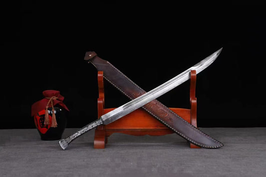 Full Tang Saber sword Damascus Steel Blades Handle,Cowhide Scabbard,chinese sword