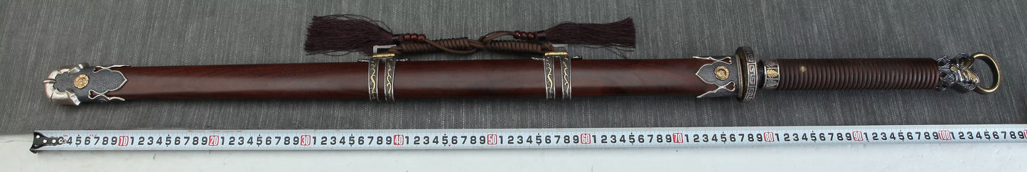 Tang dao Swords Real Damascus Blade,Brass Fittings,Rosewood Scabbard,LOONGSWORD
