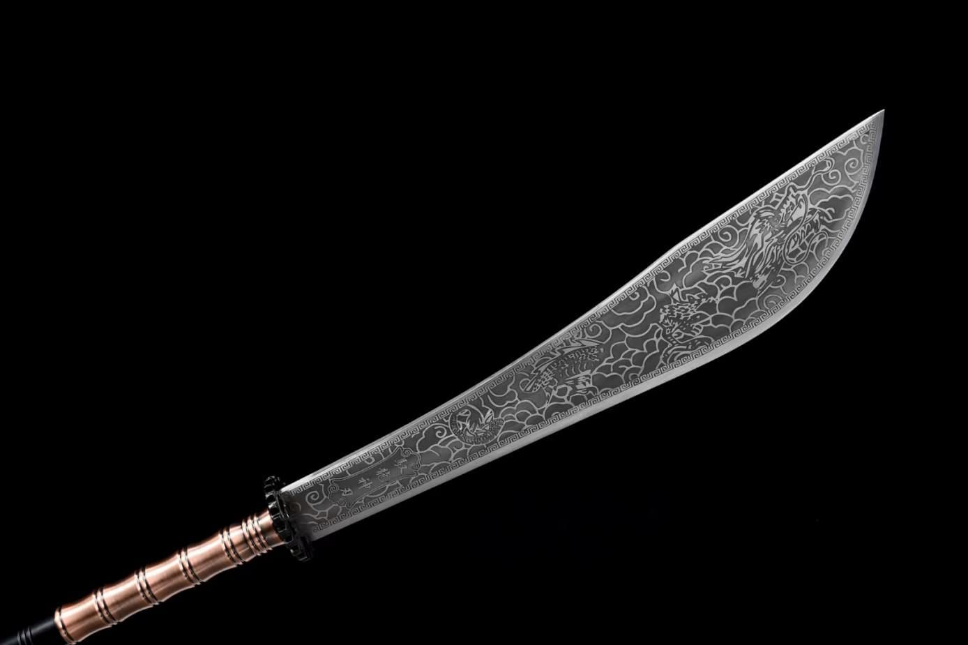 LOONGSWORD,Kwan dao,Guandao High Manganese Steel,Leather,chinese sword