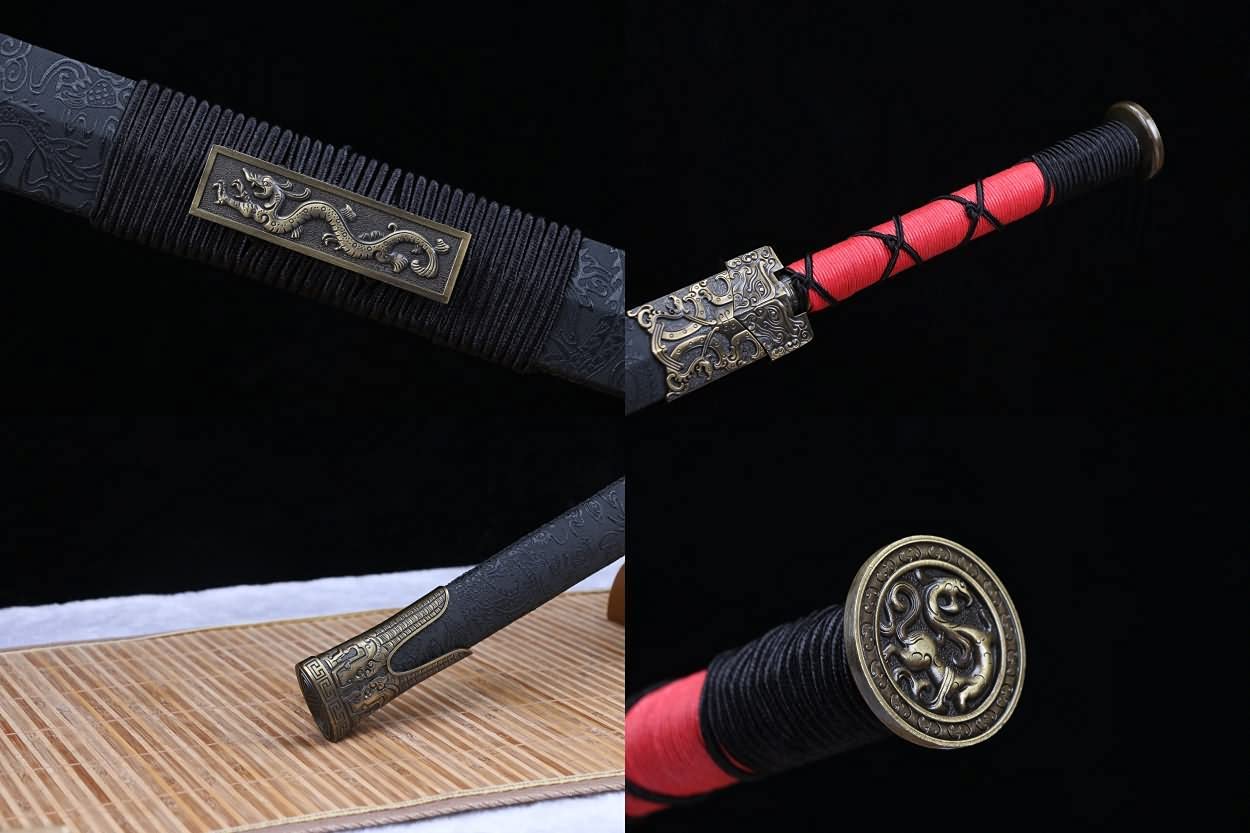 Lin Sword,Han Sword Real,Forged High Carbon Steel Etch Blade,Heat Tempered,Battle Ready,LOONGSWORD