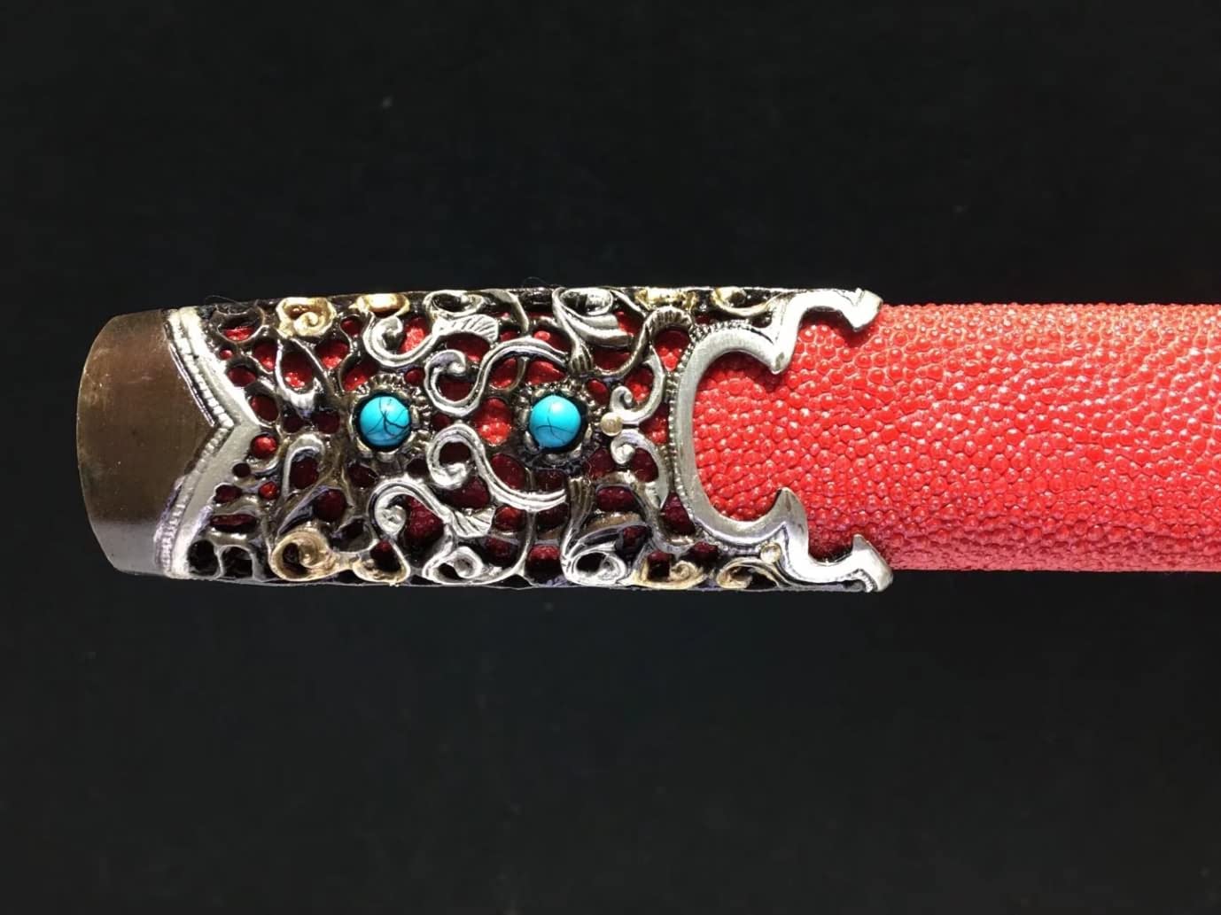 Rosefinch Sword,Forged Damascus Steel Blade,Red Skin Scabbard,CHINESE SWORD