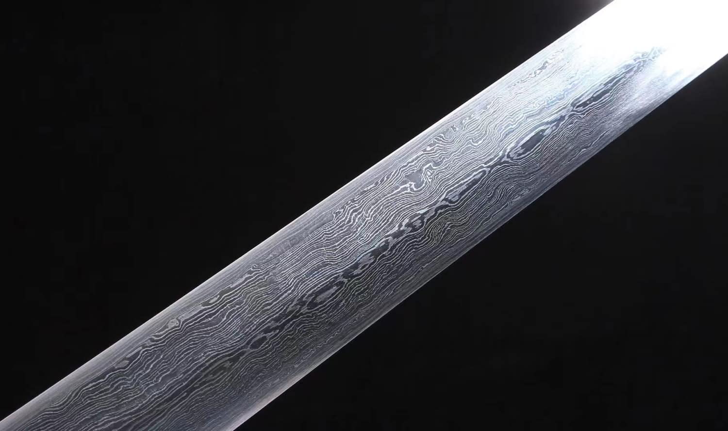 Chinese Swords Forged Damascus Steel Brass Fittings Sword Real Black Wood Scabbard