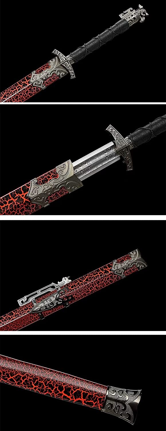Great Han jian,High caorbon Steel Blade,Alloy Fittings,Solid Wood+Paint Scabbard,Chinese sword