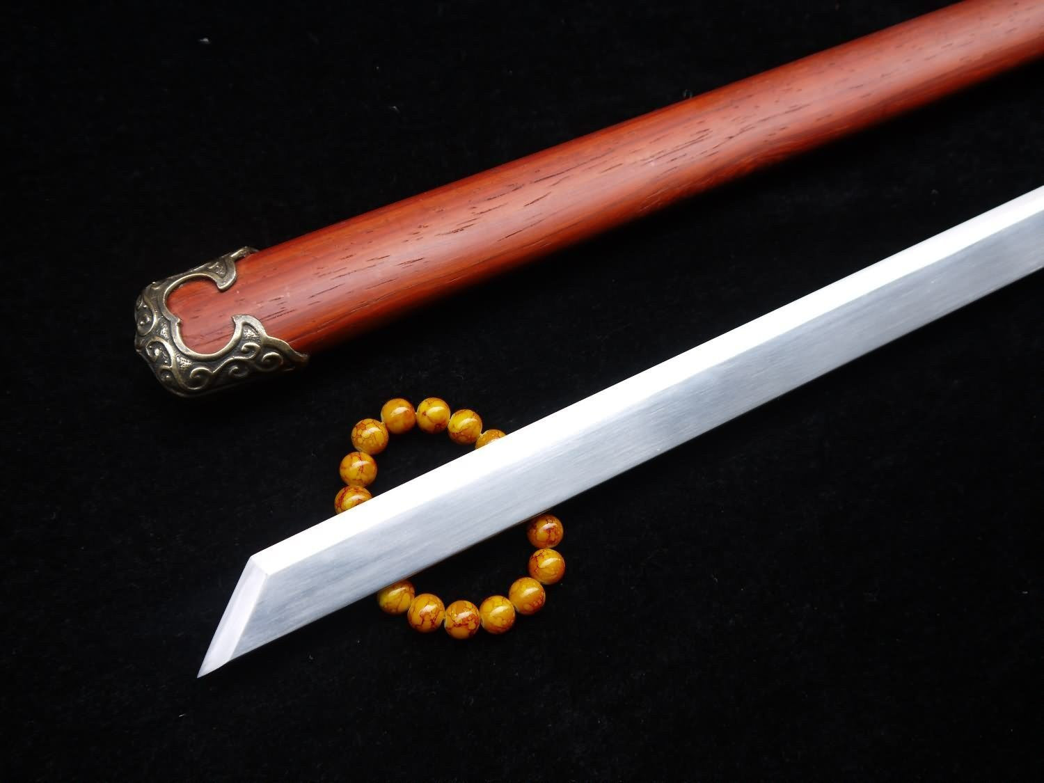 Tang dao/T10 High Carbon Steel/Redwood Scabbard/Brass fittings/Full Tang - Chinese sword shop