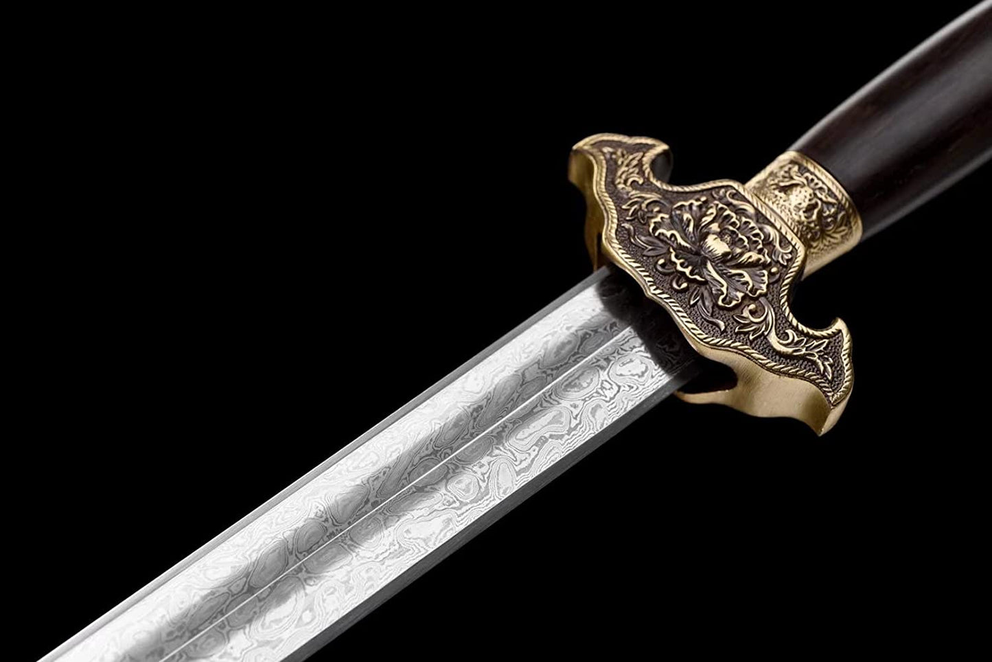 Peony Sword Real,Damascus Steel Blades,Brass Scabbard,Ebony Scabbard,chinese sword