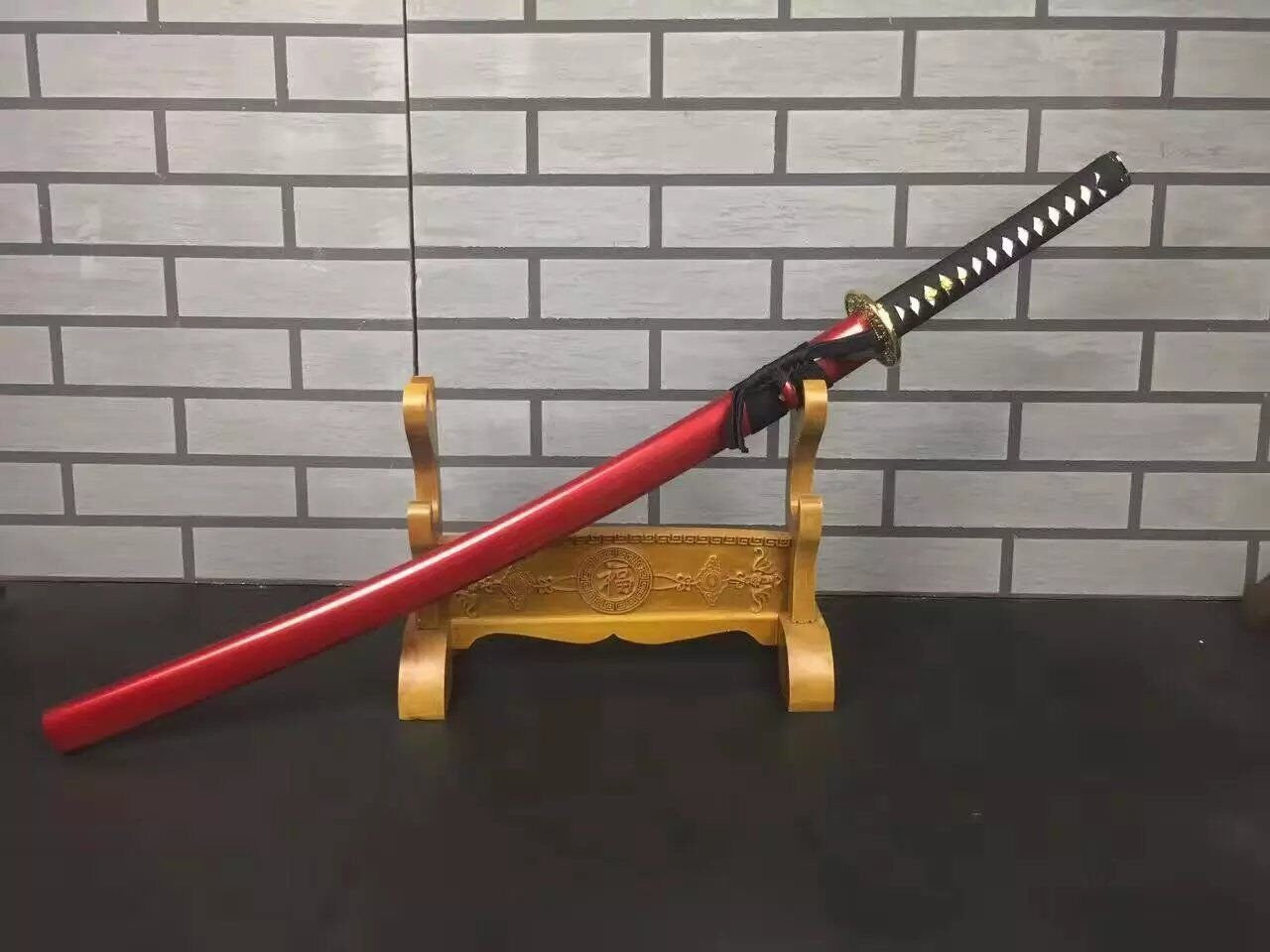 Katana uchigatana-High manganese steel blade-Red paint wood scabbard - Chinese sword shop