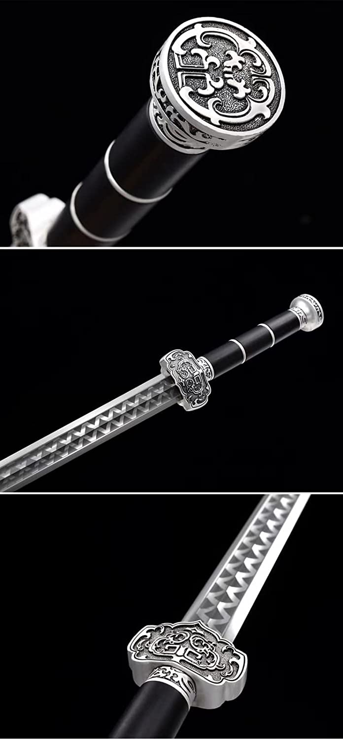 Ruyi jian,High Carbon Steel Etch Blade,Alloy Fittings,Black Wood Scabbard,Chinese sword