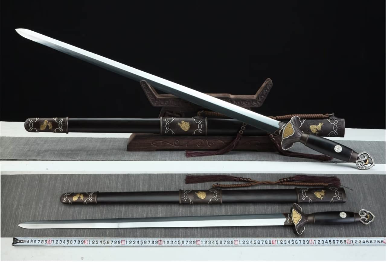 Song jian Swords Forged Damascus Steel Blades,Ebony Scabbard,Brass Fittings,chinese sword
