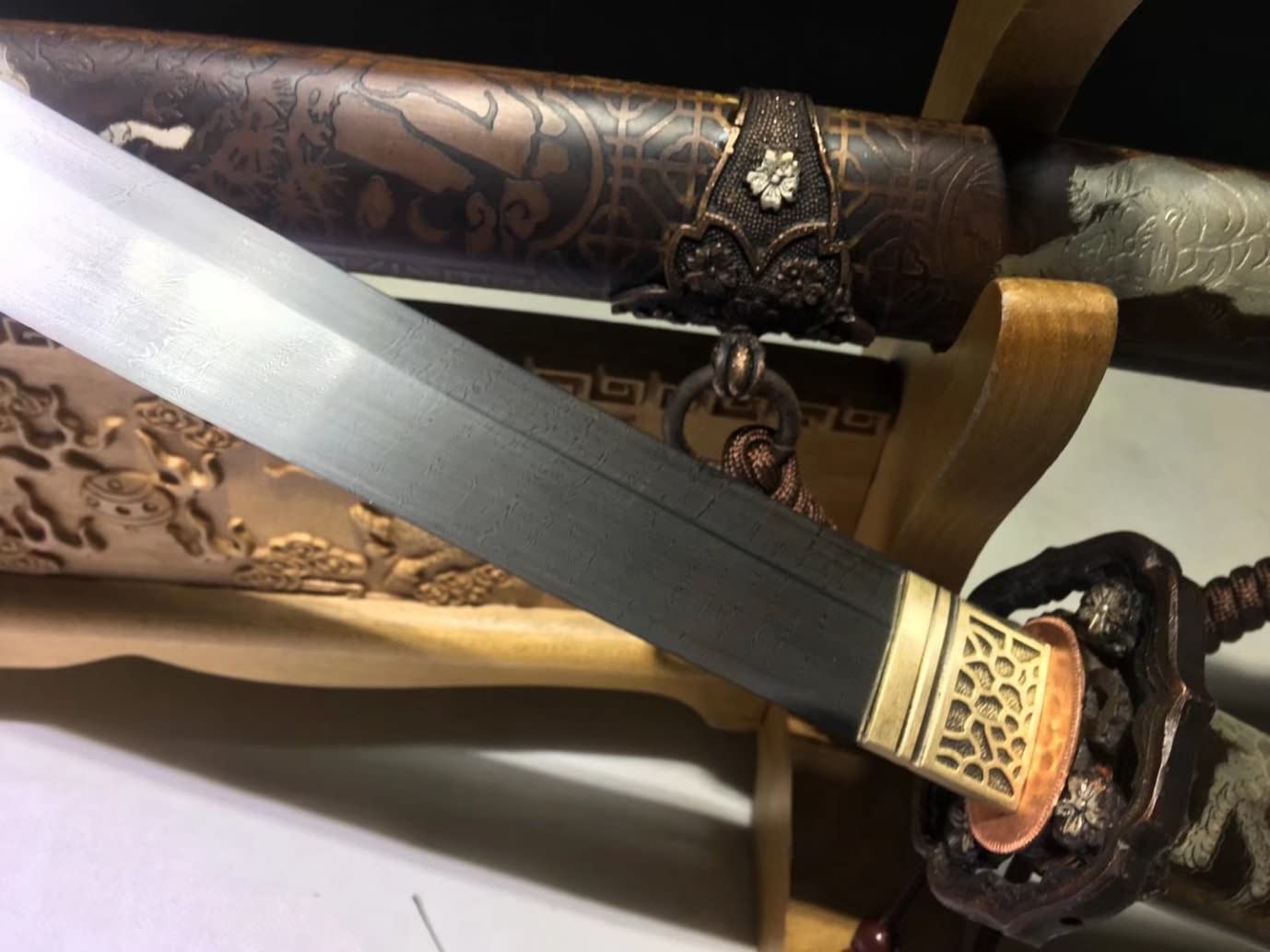 Samaurai Sword Real,Tachi,Damascus Steel Blades,Brass Scabbard,Customize Katanas