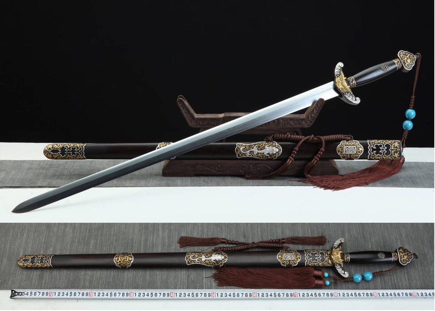 Qianlong Swords Real,Forged Damascus Steel Blades,Chinese sword