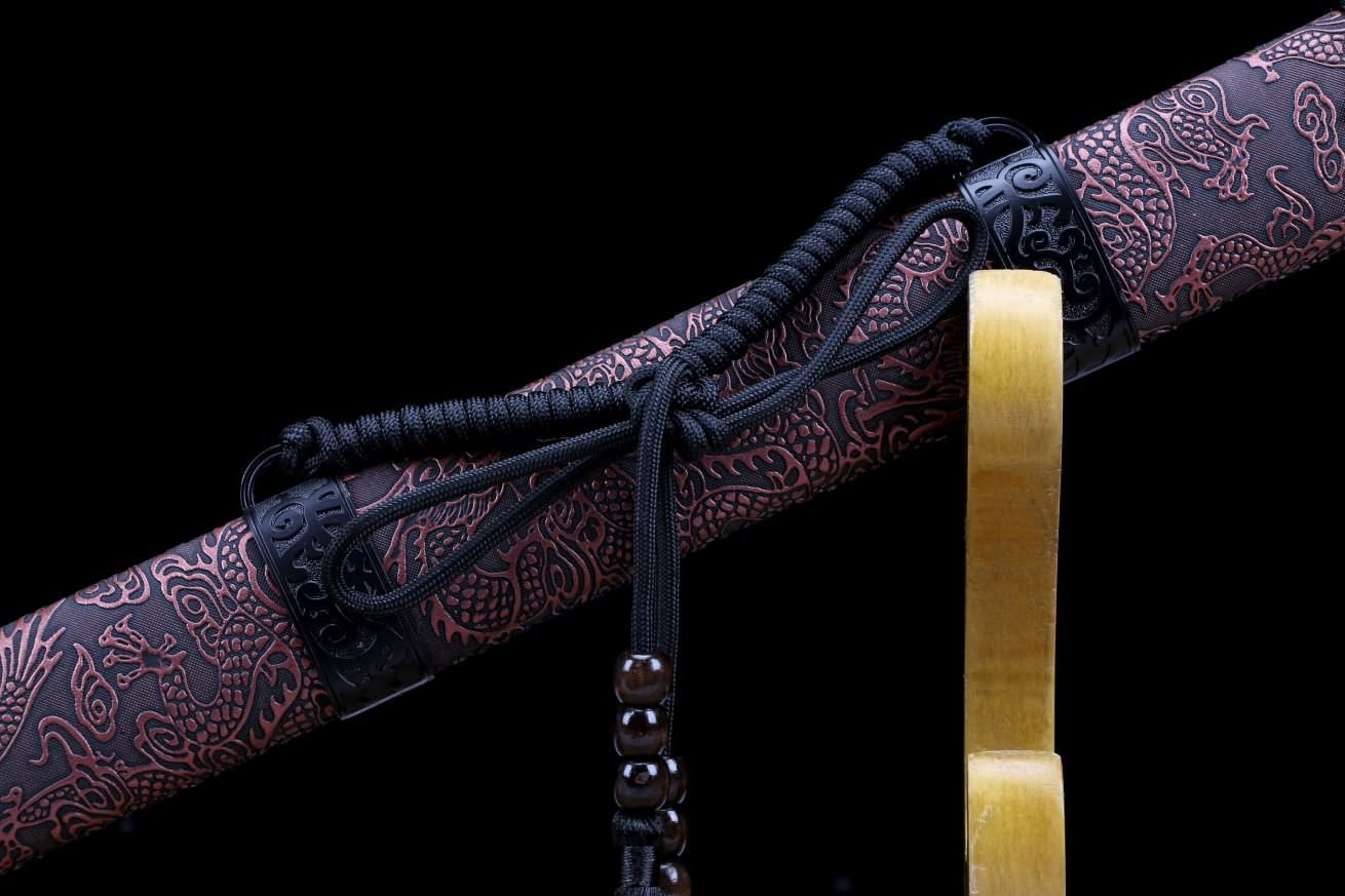 Black Gold Dao Sword Real,Forged High Carbon Steel Etch Blade