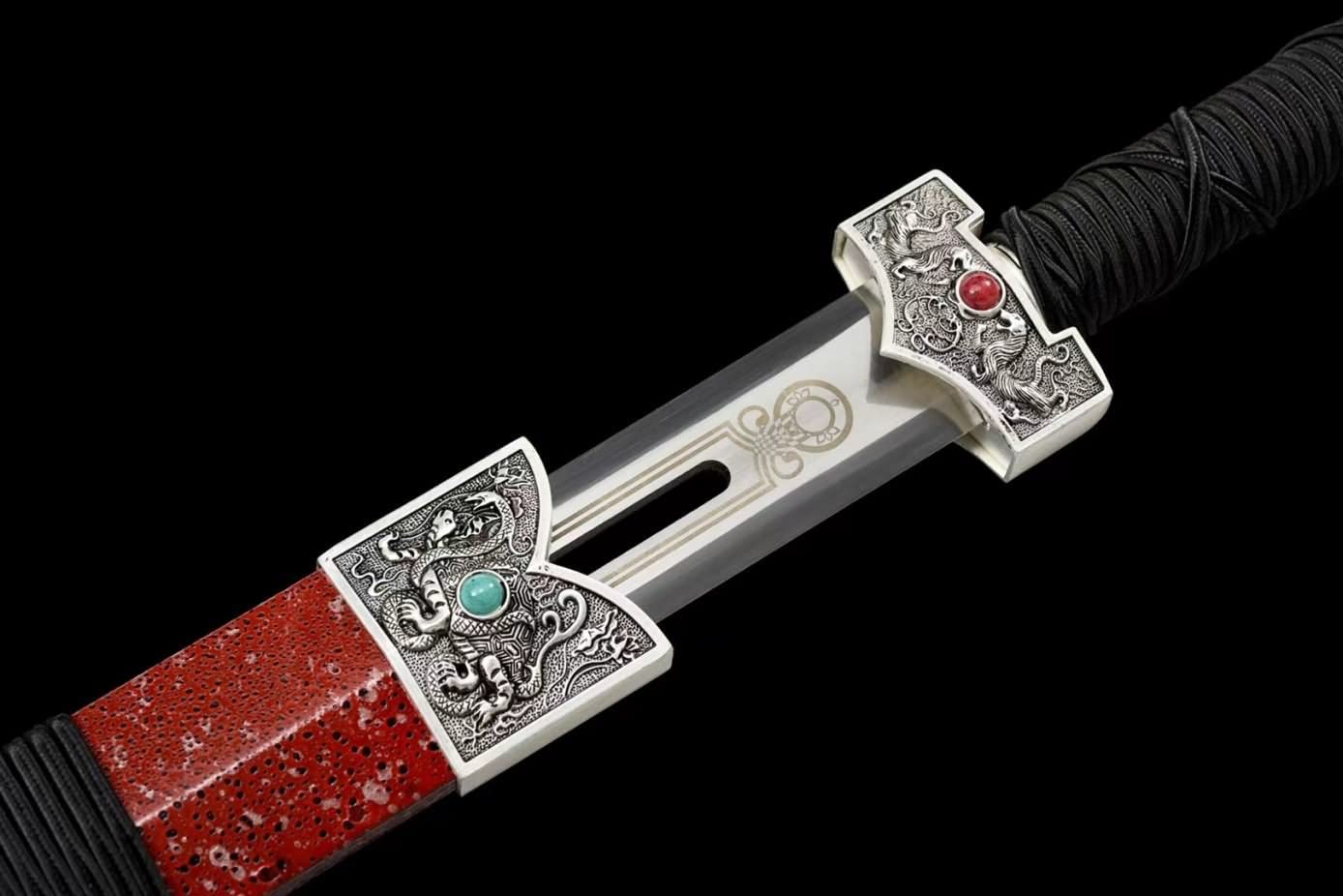 Han jian,High Carbon Steel Hollow Blade,Solid Wood Scabbard,Alloy Scabbard,chinese sword