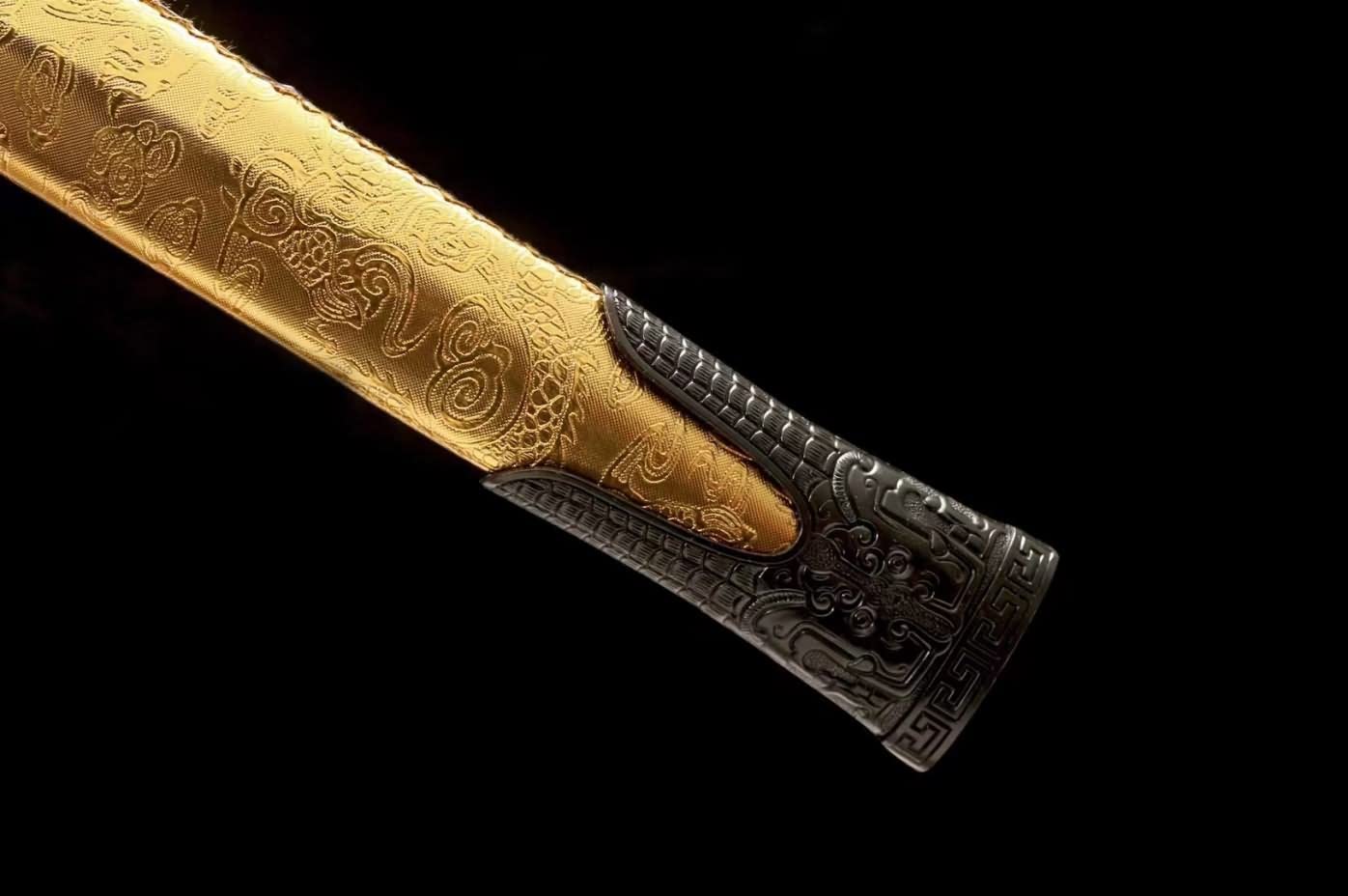 han Sword Real Medium Carbon Steel Blade Yellow Scabbard,chinese swords