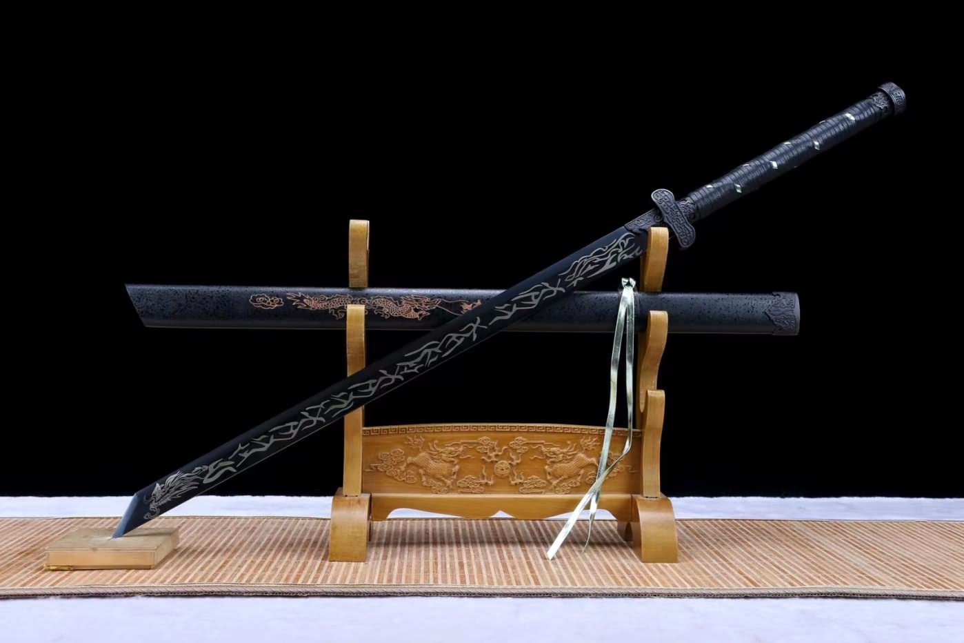 Black Gold Swords Real Forged High Carbon Steel Black Blades,Alloy Fittings,chinese sword