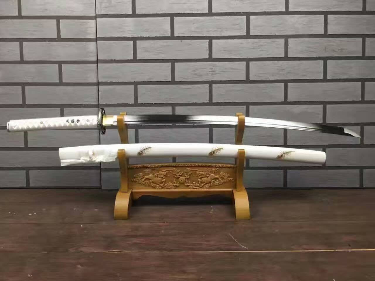 Katana uchigatana/High carbon steel blade/White paint scabbard/Alloy - Chinese sword shop