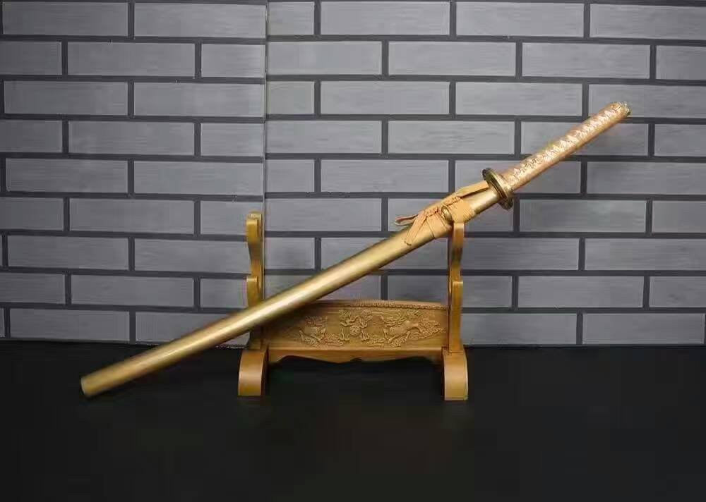 Samurai sword/Katana uchigatana/High carbon steel blade/Golden yellow scabbard/Full tang/Length 39" - Chinese sword shop