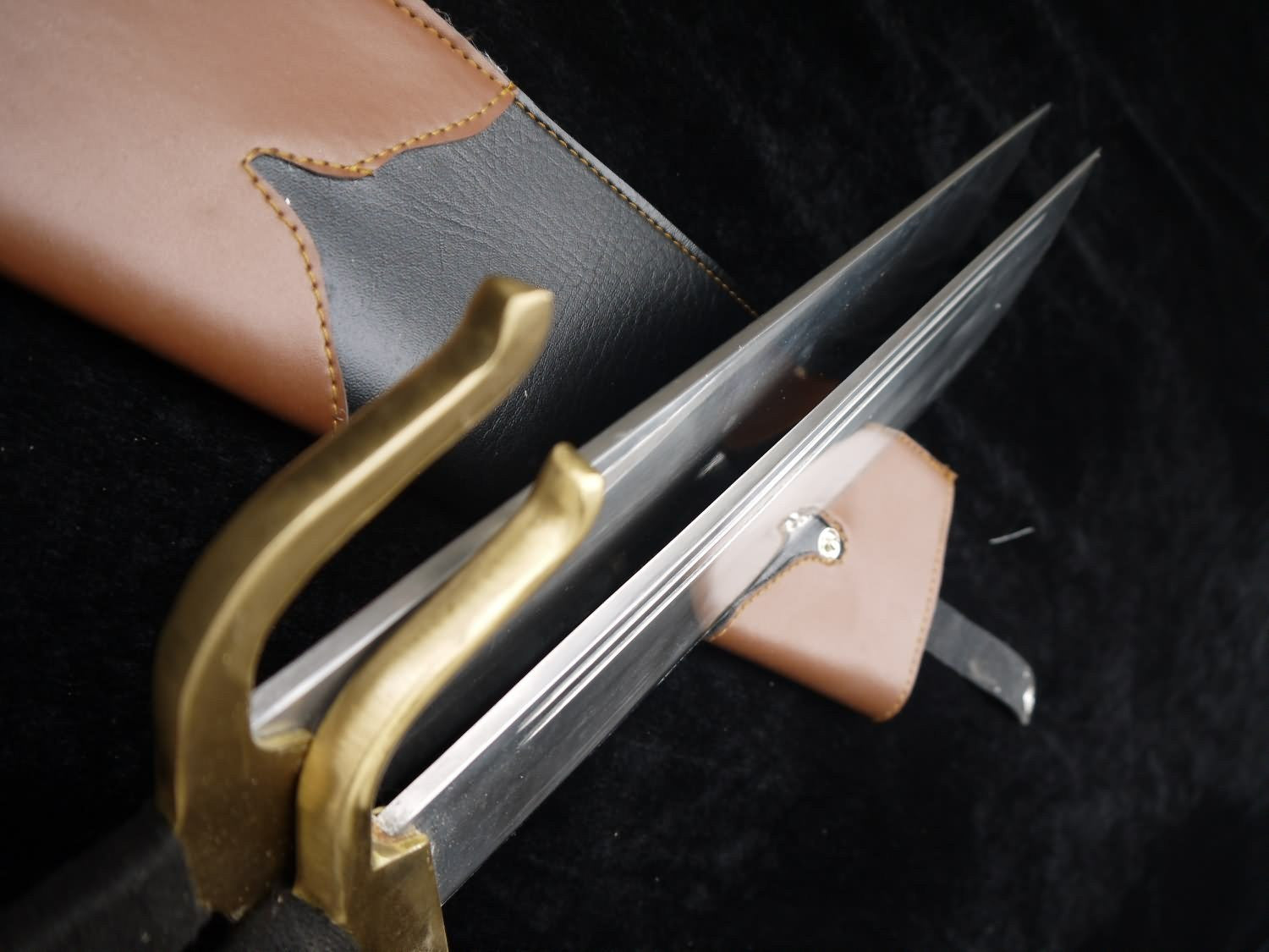Wing Chun Bart Cham Dao/Stainless steel blade/Leather Scabbard/Copper fitted - Chinese sword shop