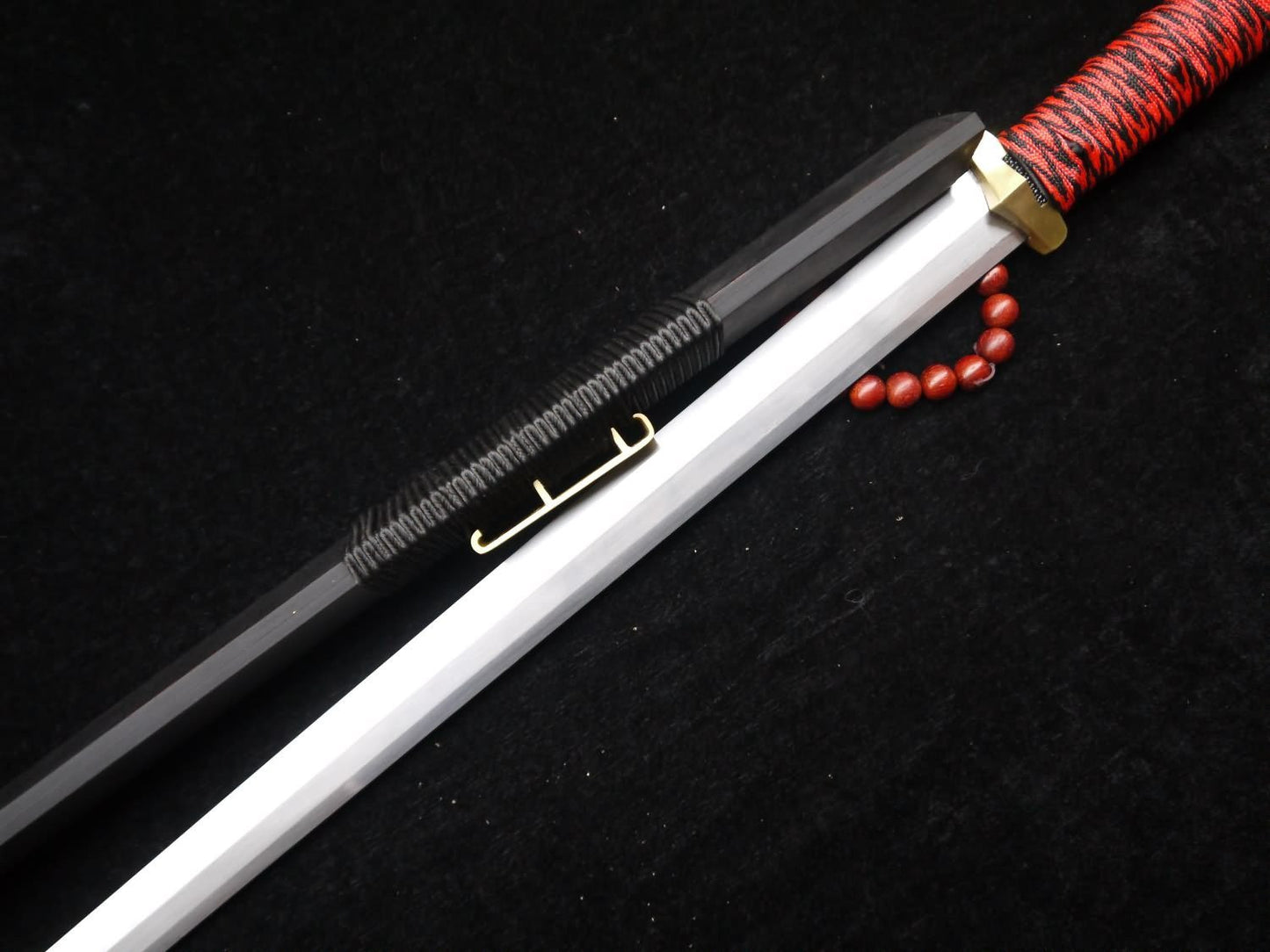 Han sword/High carbon steel blade/Black wood scabbard/Brass - Chinese sword shop