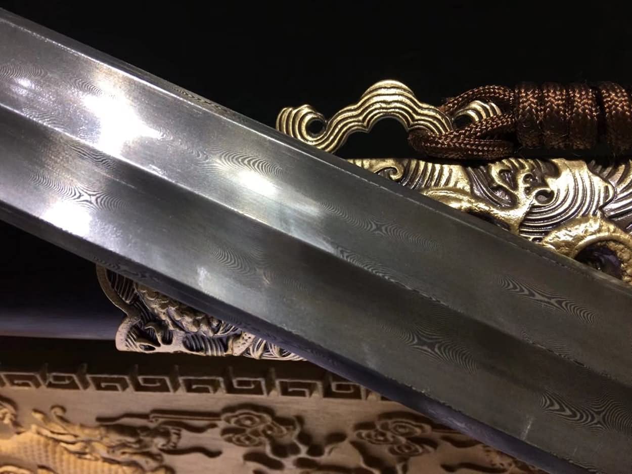LOONGSWORD,Dragon King Sword Real,Forged Damascus Steel Blades,Brass Fittings,chinese sword