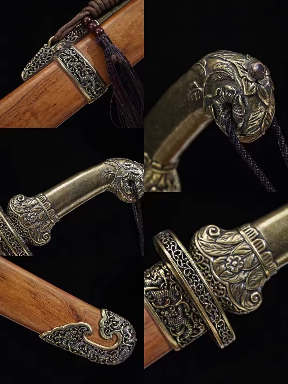 Chinese sword,Baoteng Dao Real Damascus Blade,Brass Fittings,Alloy Fittings,Rosewood Scabbard
