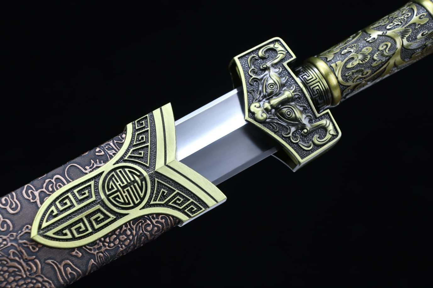 Han jian,Tai chi,High Carbon Steel Blade,Faux Leather Scabbard,chinese sword