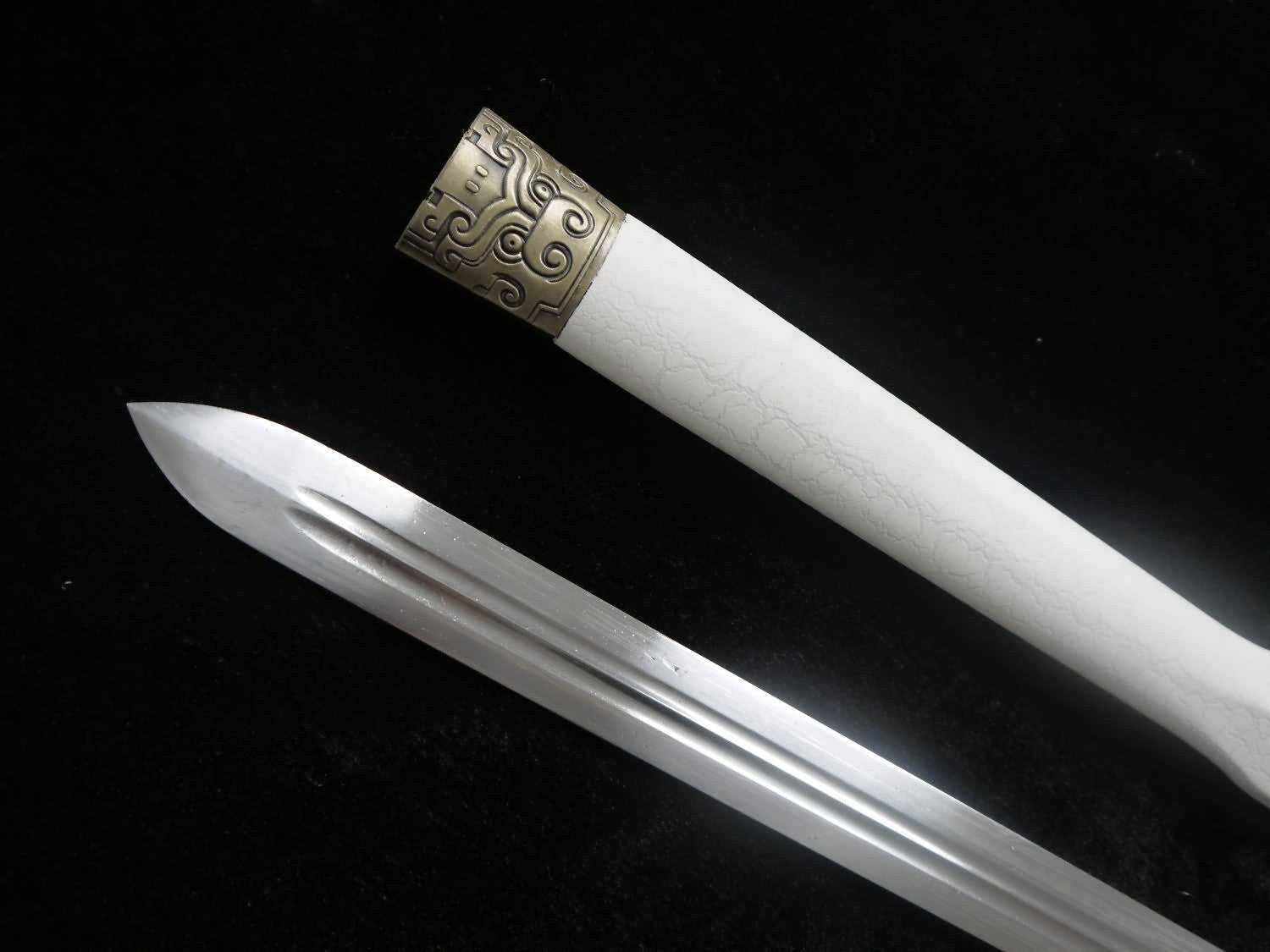 Han jian-Medium carbon steel-White leather paint scabbard - Chinese sword shop