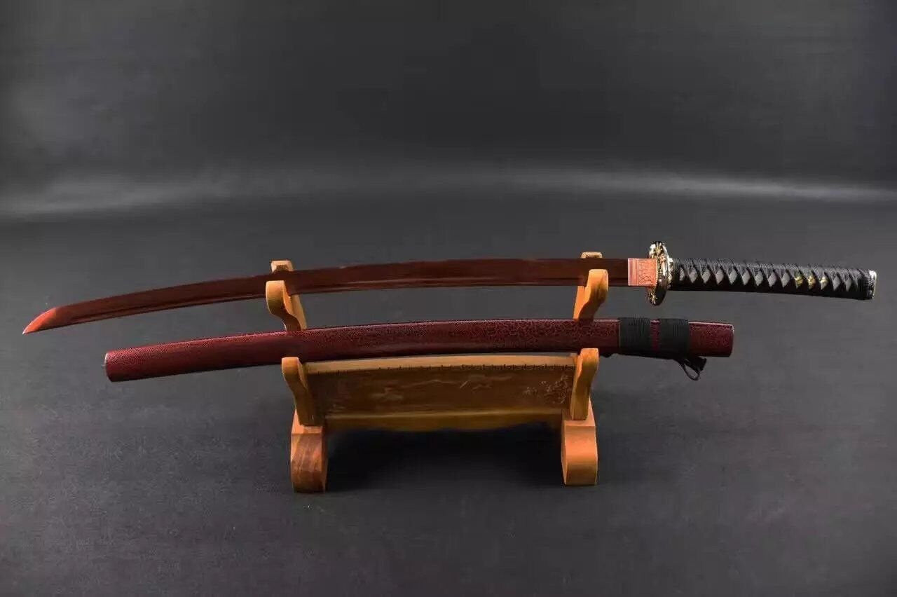 Samurai sword/Katana uchigatana/High manganese steel red blade/Wood scabbard/Full tang/Length 39" - Chinese sword shop