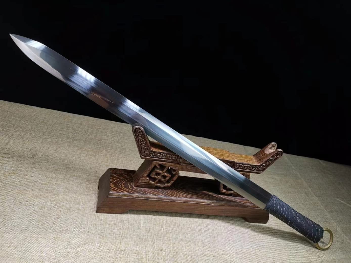 LOONGSWORD,chinese sword,Full Tang jian High Carbon Steel octahedral Blade,PU Scabbard