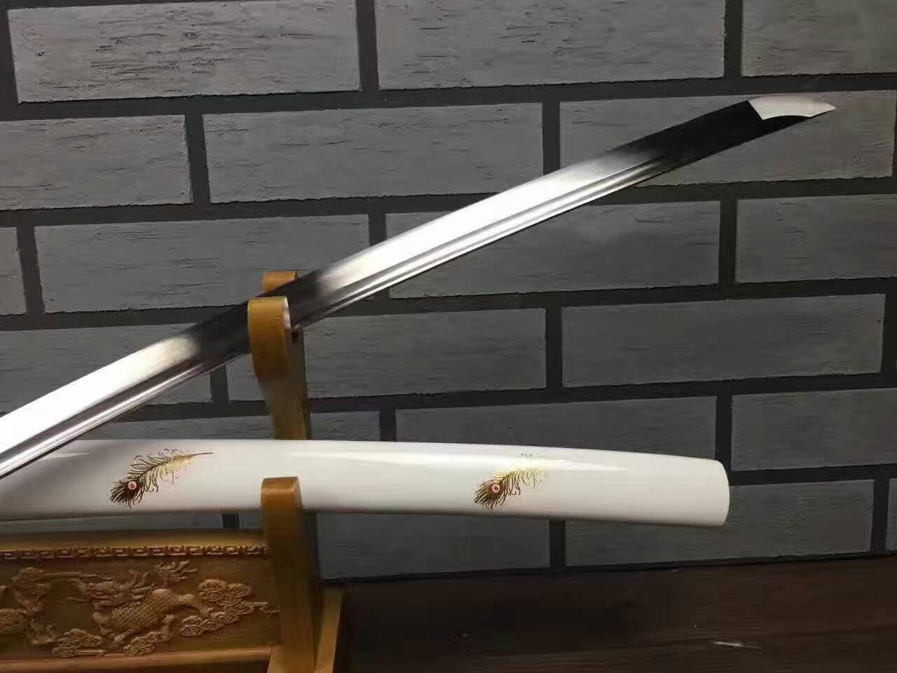 Katana uchigatana/High carbon steel blade/White paint scabbard/Alloy - Chinese sword shop