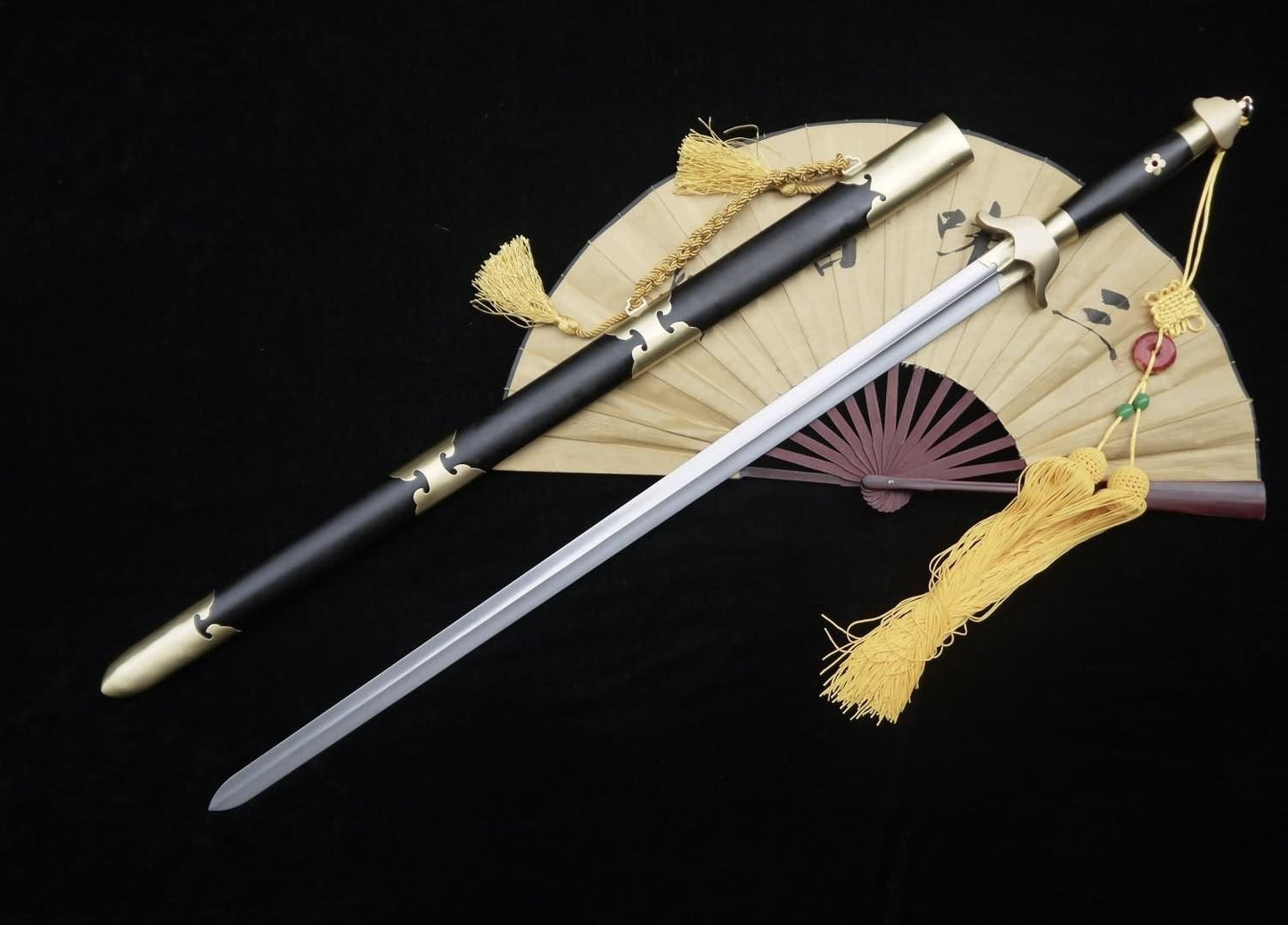 Chinese Tai Chi sword Pattern steel blade,Brass,Black wood scabbard - Chinese sword shop