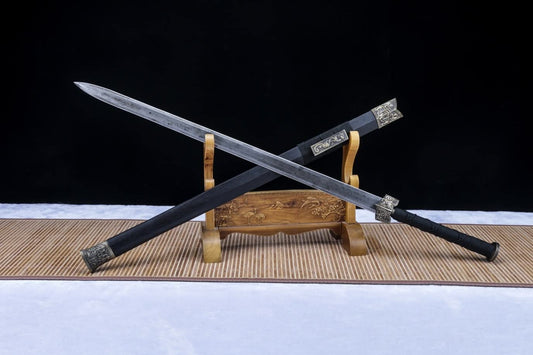 Han jian swords Real,Spring Steel Blade,Alloy Fittings,Black Wood Scabbard,chinese sword