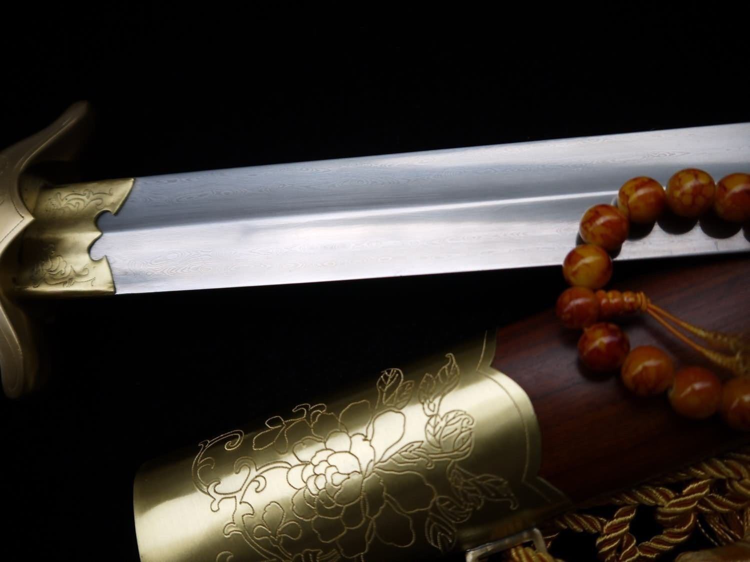 Tai Chi sword/Pattern steel blade/Redwood scabbard/Copper hand-carved pattern - Chinese sword shop