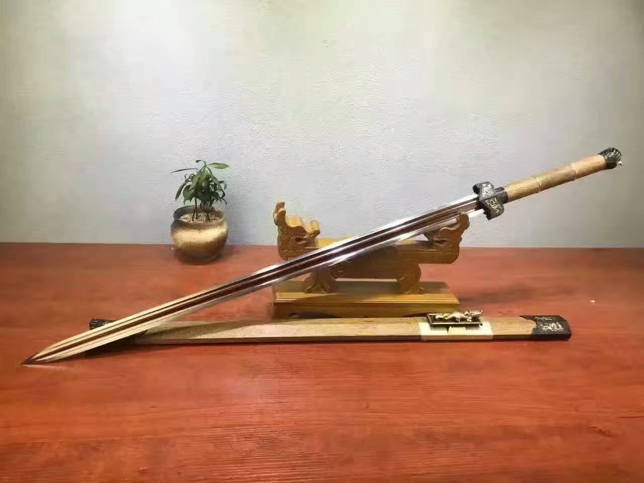 Han jian/Damascus steel blade/Rosewood scabbard/Brass/Length 42" - Chinese sword shop