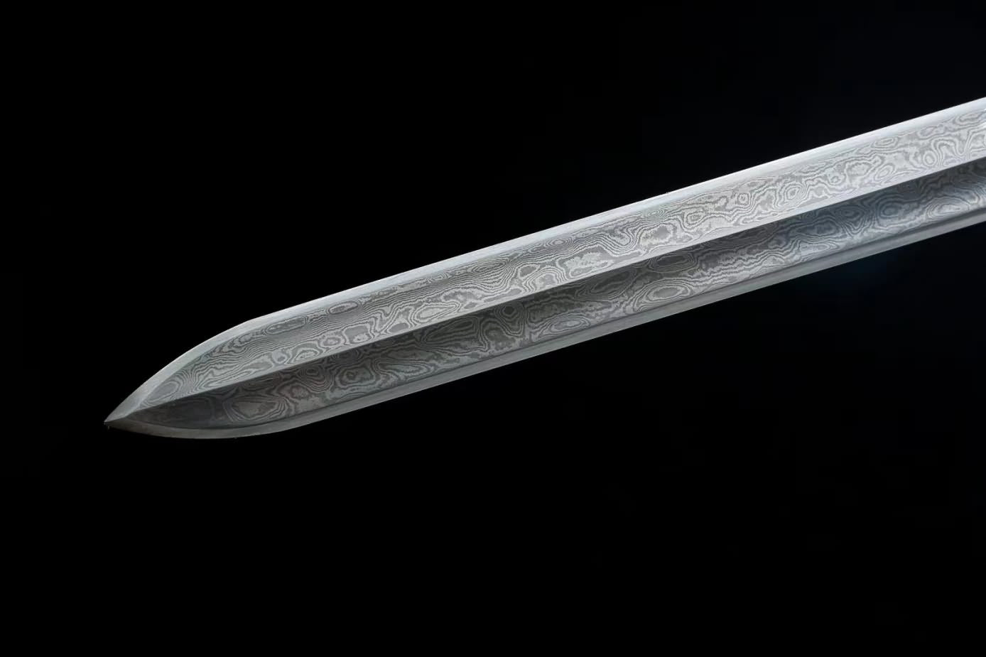 Tang jian Swords Real Damascus Steel Blade,Alloy Fittings,Silver Appearance,LOONGSWORD
