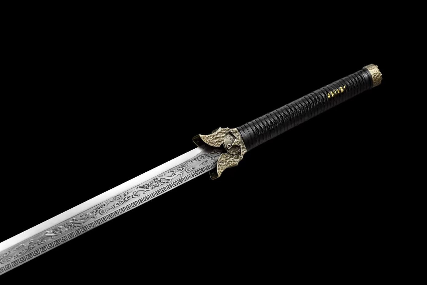 Black Gold Ancient Sabre Swords Real Forged high Carbon Steel Etch Blade,LOONGSWORD