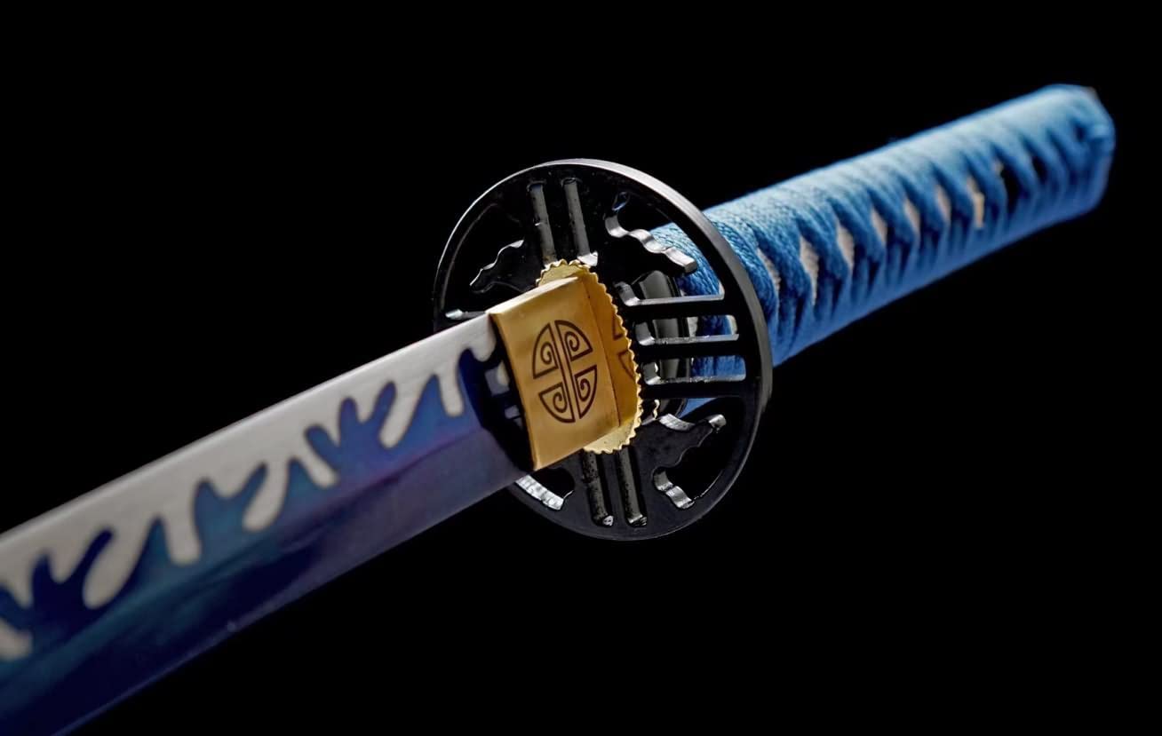 LOONGSWORD,Katana Swords Real Blue Scabbard Forged Medium Carbon Steel Full Tang Kendo