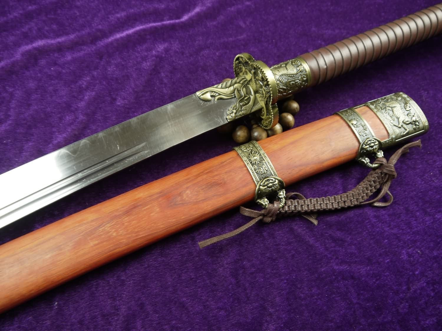 Kangxi sabers,High carbon steel,Alloy fittings,Redwood scabbard - Chinese sword shop