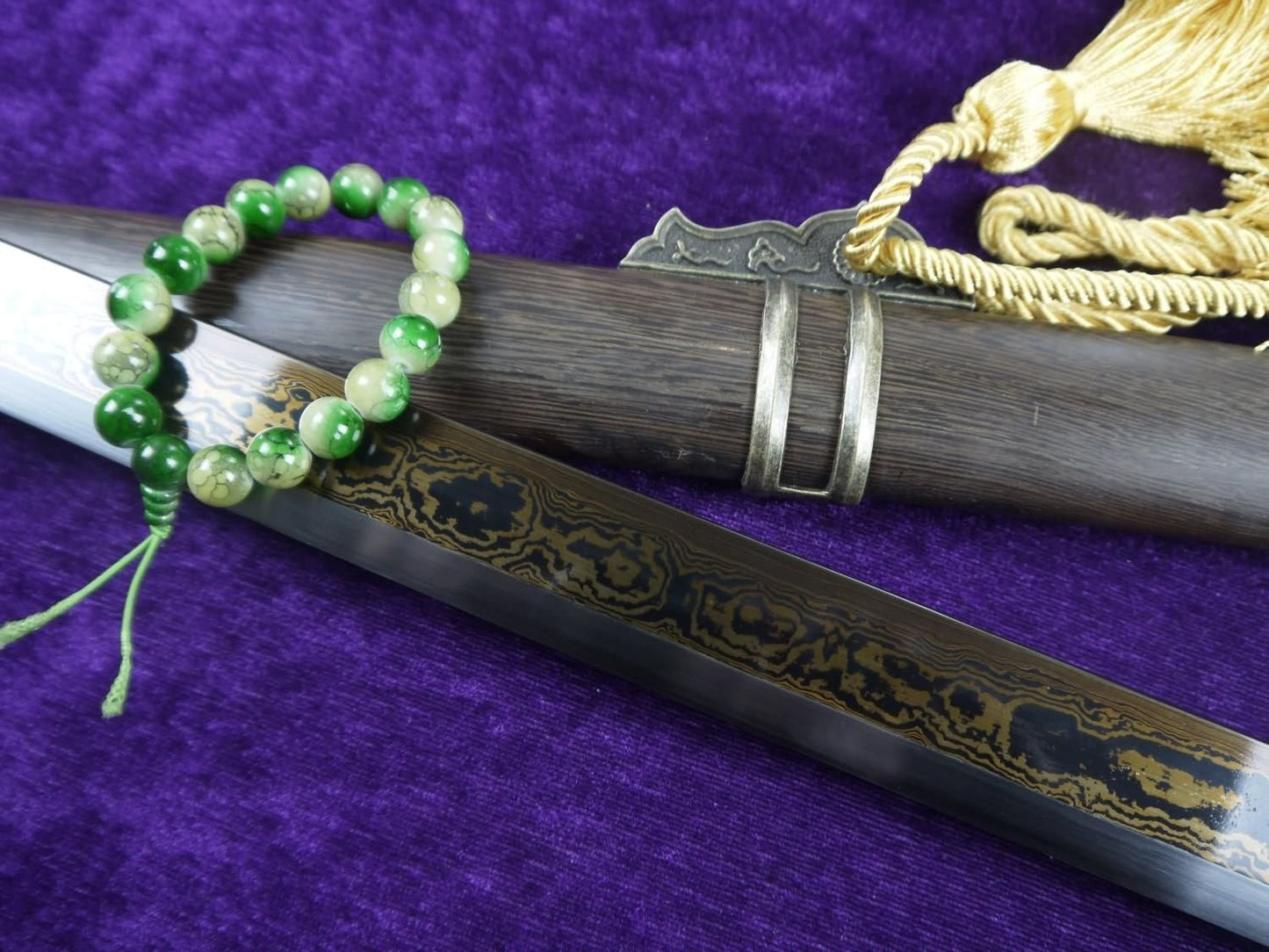Tang dao sword/Damascus Steel blade/Rosewood Saya/Alloy fittings/Length 39" - Chinese sword shop